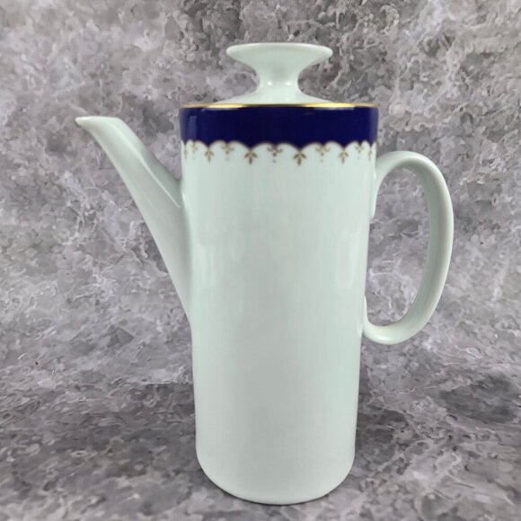 VTG Medaillon RENNER Espresso Set Porcelain Blue White Gold Porto Alegre 16 Pc - Picture 3 of 16